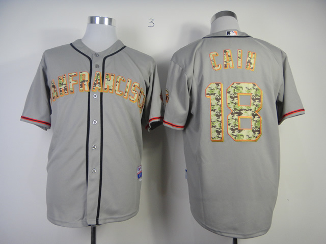 Men San Francisco Giants #18 Cain Grey Camo MLB Jerseys->youth mlb jersey->Youth Jersey
